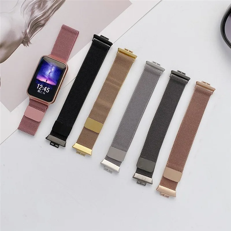 Магнитный ремешок для смарт-часов Huawei Watch Fit 2, сетчатый Браслет из нержавеющей стали для Huawei Watch Fit Correa