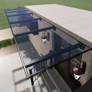 Gazebo da esterno Capannone in vetro imitazione Porta Tenda Finestra Tabellone di resistenza Villa silenziosa Tenda trasparente Tenda per pergola resistente al sole 1
