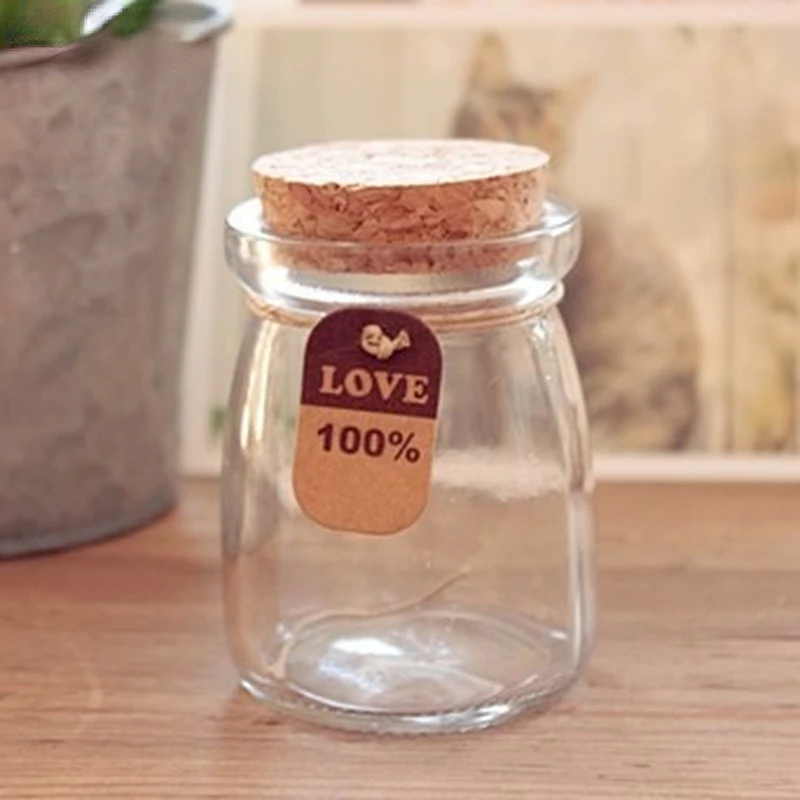 Lead-Free Small Lucky Star Glass Bottle Cork Pudding Gift Wish Yogurt Milk Party Supplies Bottles Candle Jar glass bottles mini glass bottles