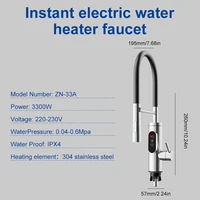 Chauffe-eau électrique 220V, robinet de cuisine, chauffage instantané sans réservoir, mélangeur chauffant coulant, affichage numérique pour sous l'évier 4