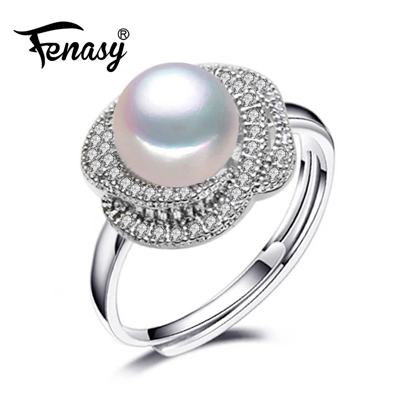 FENASY New Natural Freshwater Pearl Rings For Women 925 Sterling Silver Jewelry Party Ring  Anniversary Gift