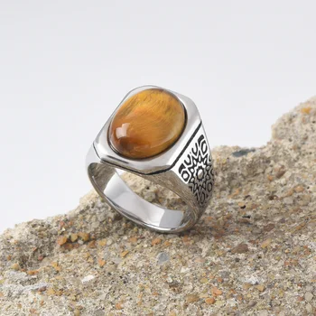 R3174 Men's/Women 316LStainless Steel  Onyx Gem Style Rings Classic Fashion Trend Titanium steel ring Jewelry