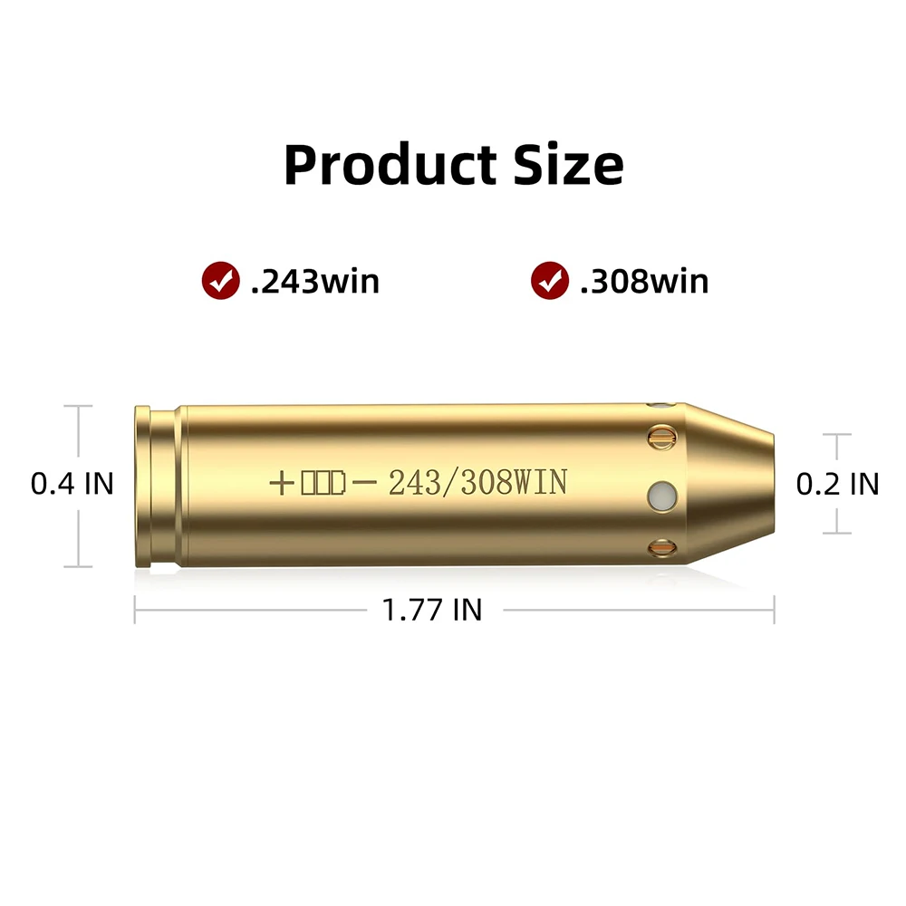 Tactical Red Bore Dot Laser Boresight fit 243 308WIN 7MM 08REM Cartridge Bore Sighter for Pistol Rifle Scope Hunting Adjustment