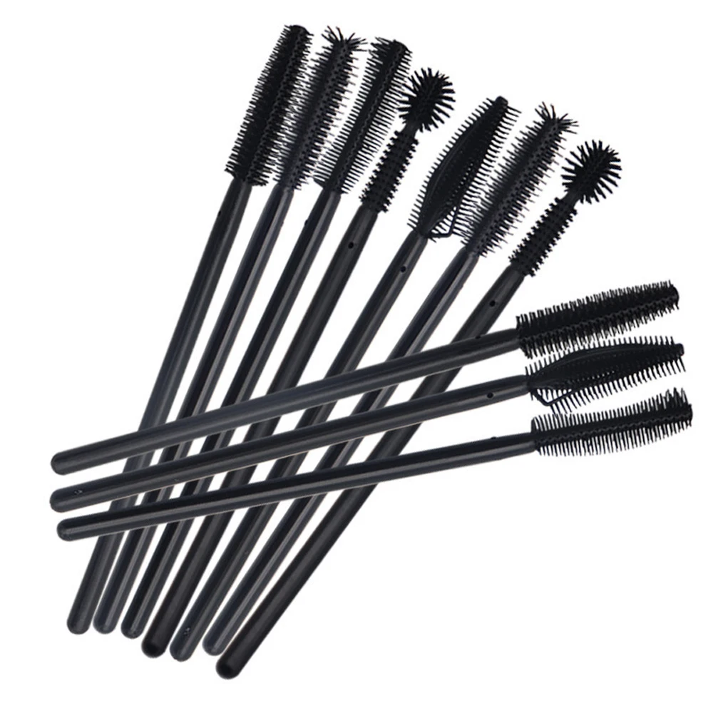 50Pcs 실리콘 속눈썹 연장 브러쉬 애플리케이터 전문 일회용 소프트 풀 블랙 마스카라 완드 브러쉬 뷰티 도구