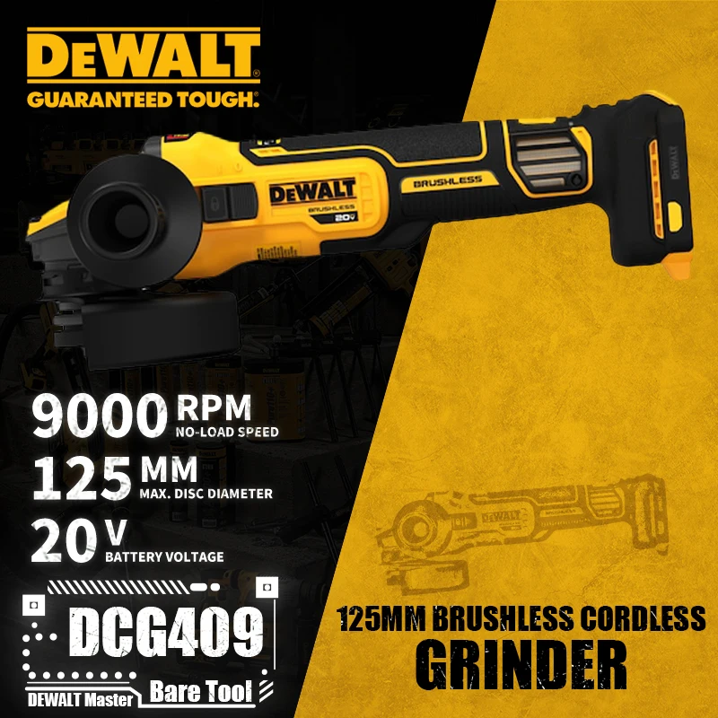 DEWALT DCG409 125mm, 4.5 5 in. 브러시리스 무선 그라인더, FLEXVOLT 20V 리튬 전동 공구 ...
