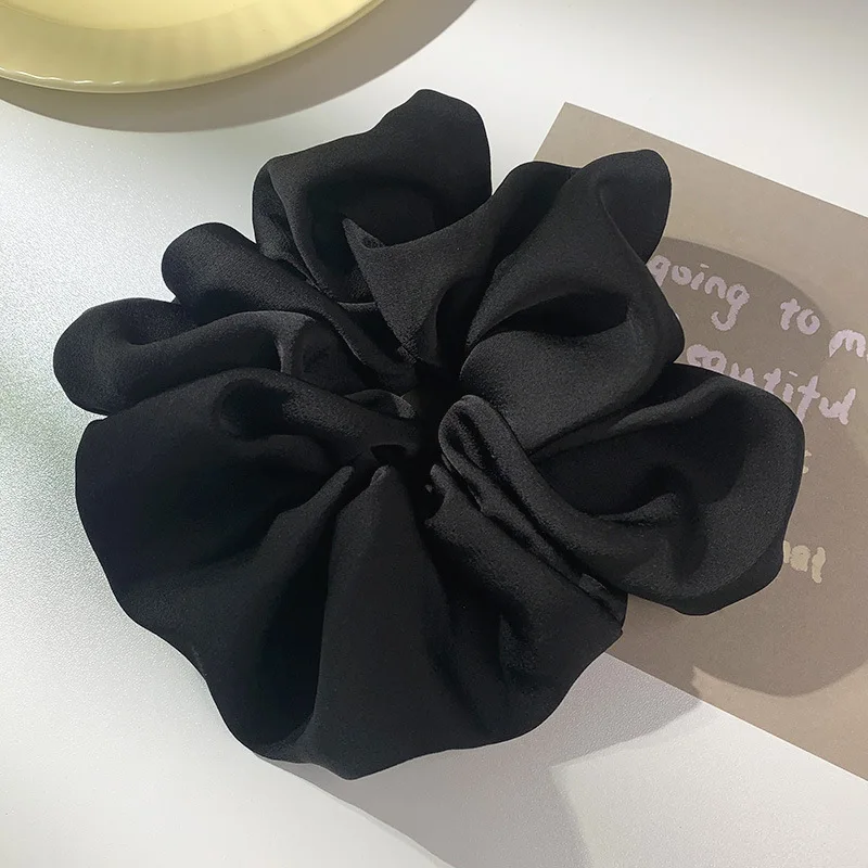 ladies head wraps Fashion Silk Organza Solid Color Big Scrunchie Women Girls Elastic Hair Band Ponytail Holder Hair Tie Hair Accessories Wholesale hair clips for women Hair Accessories