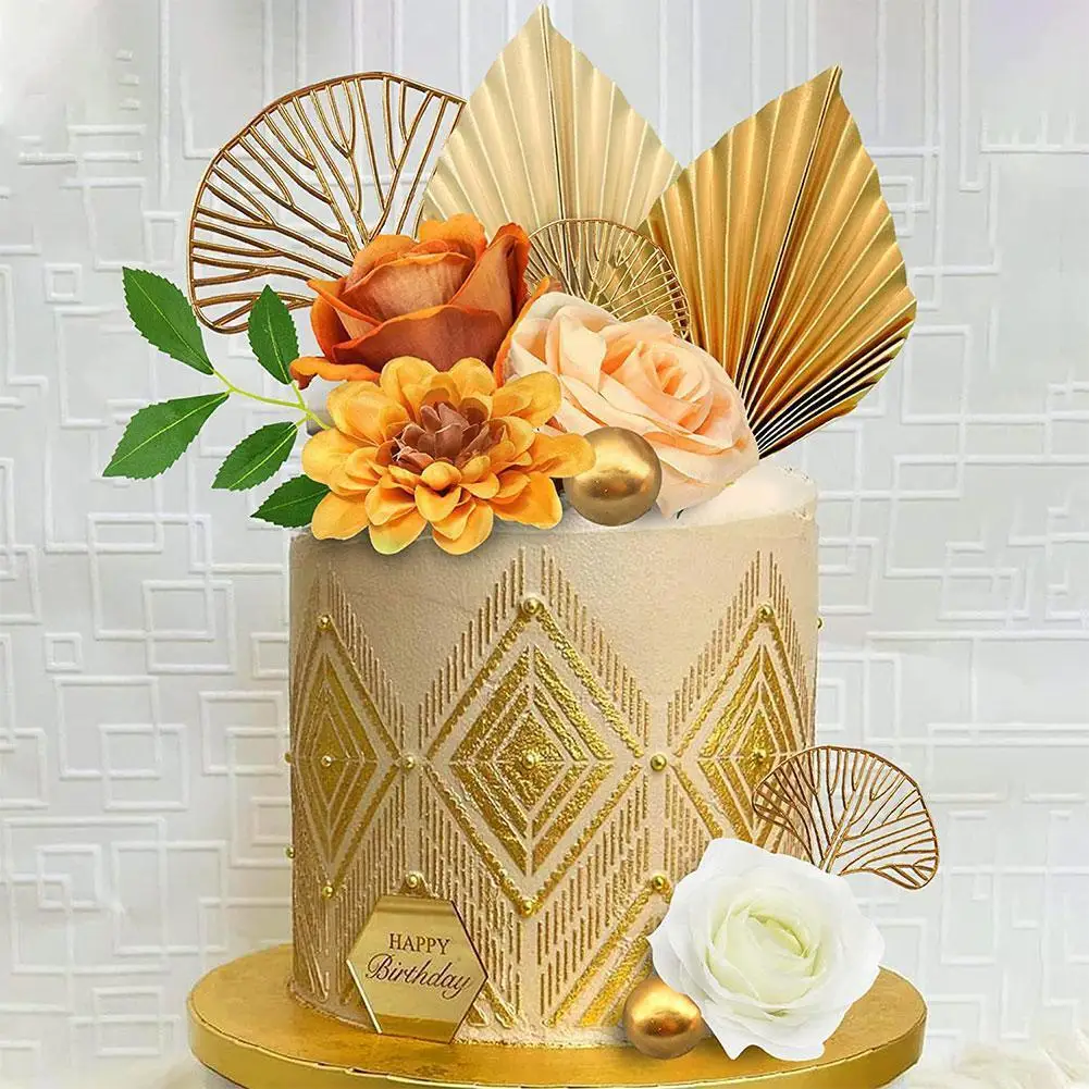 

Golden Palm Leaf Decoration Flower For Cake Topper Paper Birthday Cake Topper Flage For Kids Boy Birthday Party Cake Decors F3Q1