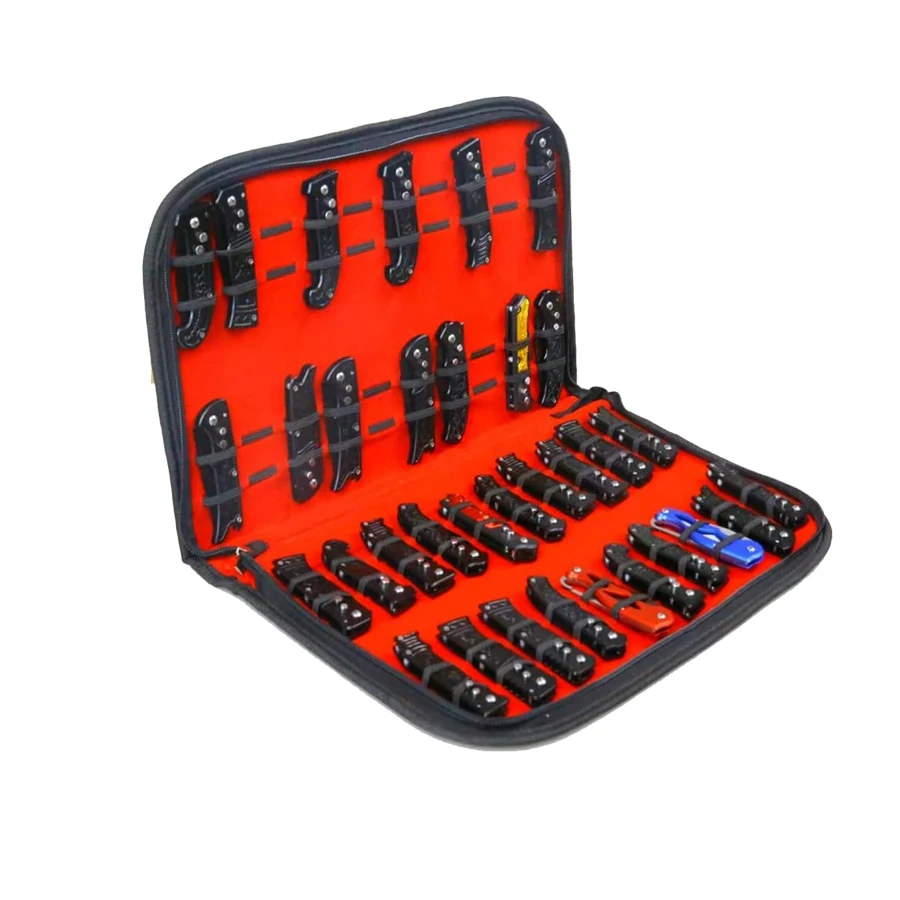 Knife Display Case, Knife Case, Knife Storage Case for 40+ Pocket Knives, Folding Knife Holder Organizer, Knives Roll Collection 6