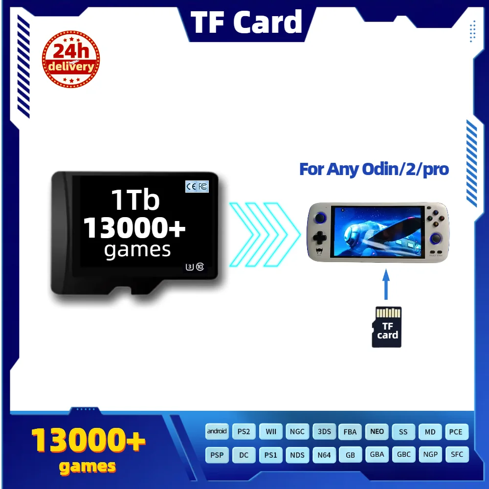 Tf Game Card Per Ayn Odin 2 Pro Memory Ps2 Psp Ps1 Ngc 3Ds Classic Retro Games Portatile Palmare Android 1T 512G Anbernic Rg405V