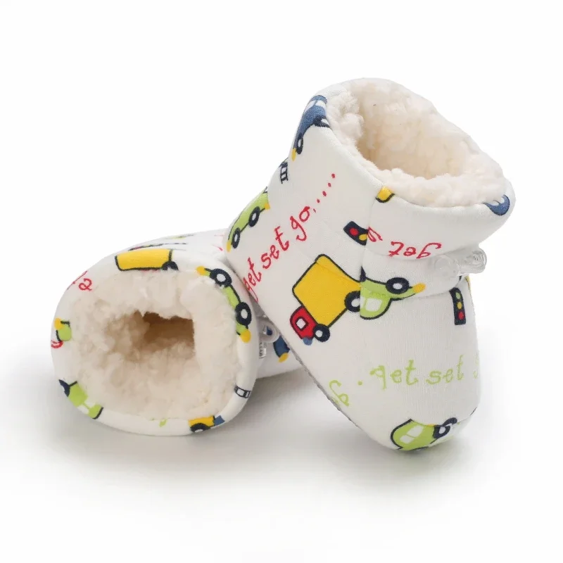 Baby Non Slip Toddler Shoes Winter Male Infant Female Infant Cotton Snow Boots Multicolor Cartoon Middle Tube Boots 0-18 Months