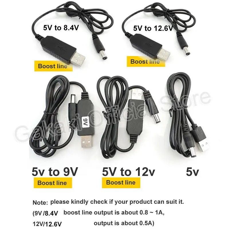 USB Power Boost Line DC 5V to 9V 8.6V 12V 12.6V Step UP Module Converter Cable 2.1x5.5mm Plug to 8 10 DC Male Tips Adapter