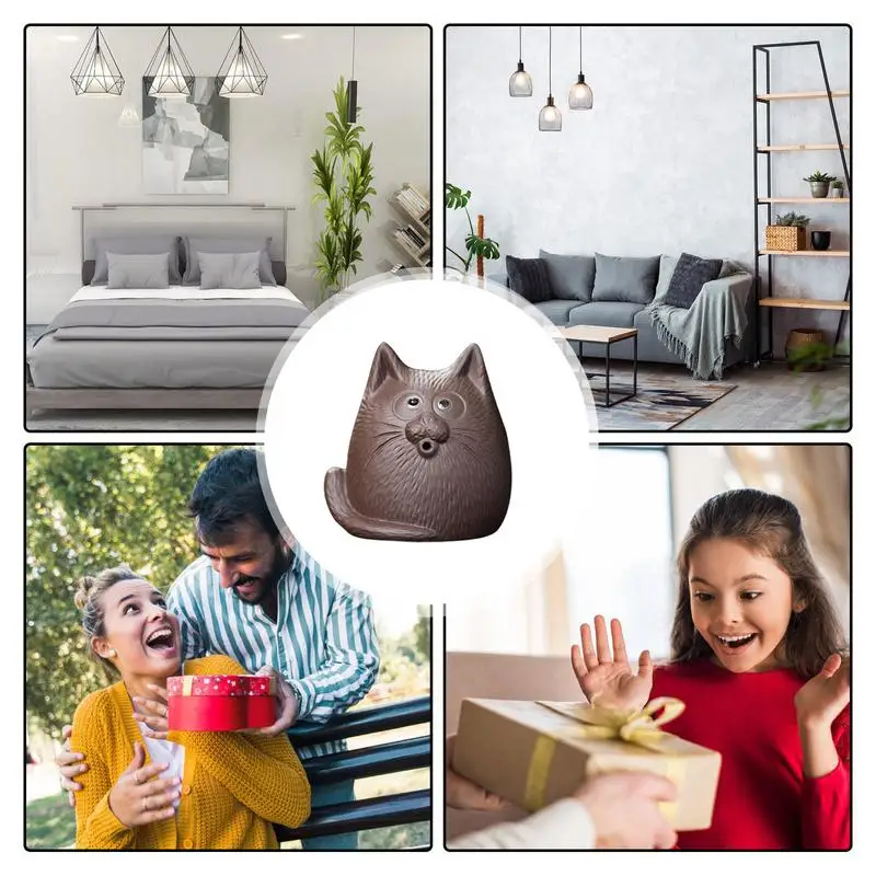 Zisha Clay Tea Pet Decoration Statue Boutique Tea Decoration Decorative Zisha Cat Sculpture for Coffee Table Aromatherapy