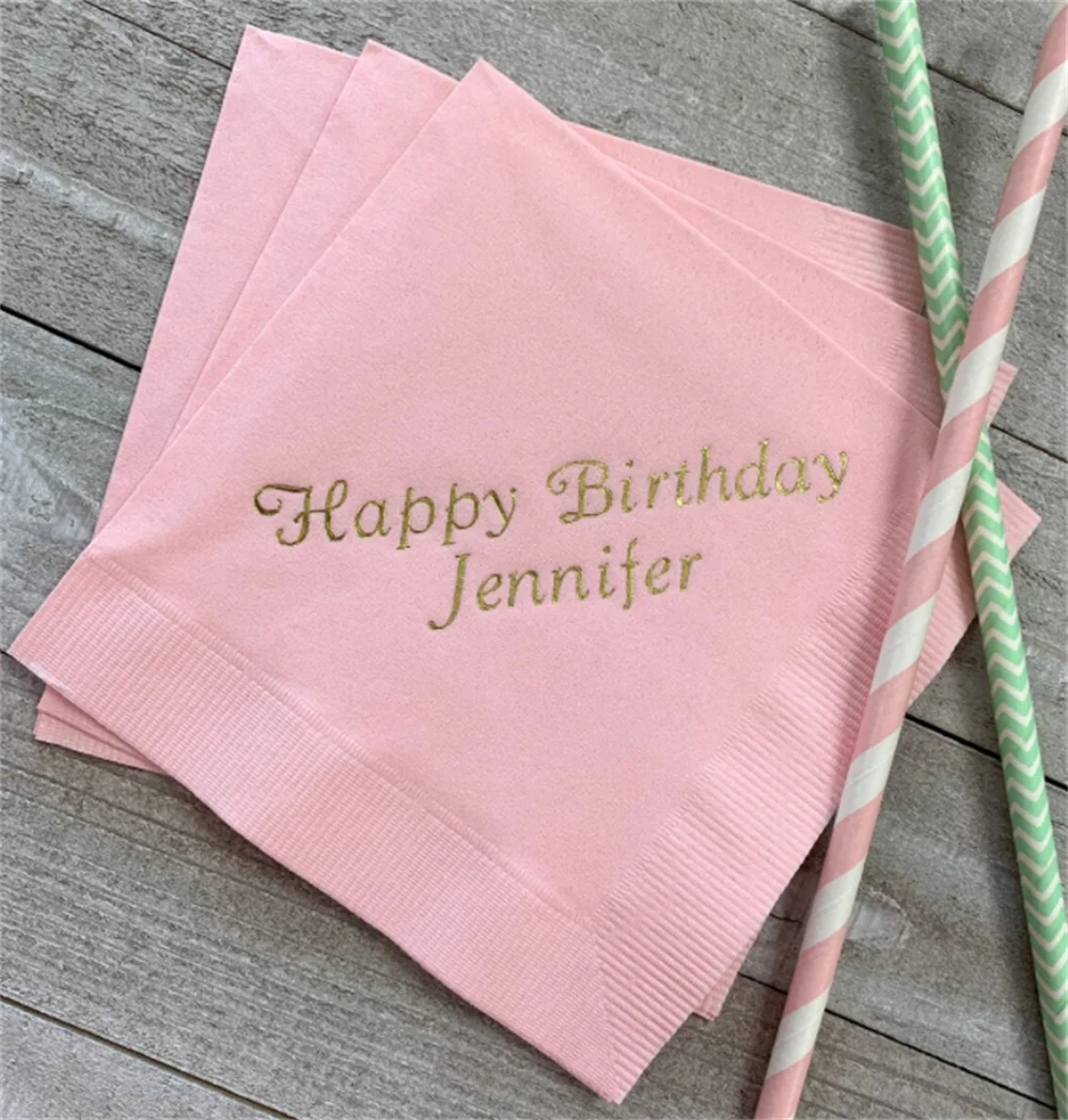 

50PCS Personalized Napkins Printed Personalized Cocktail Beverage Paper Birthday Party Monogram Custom Luncheon Avail!