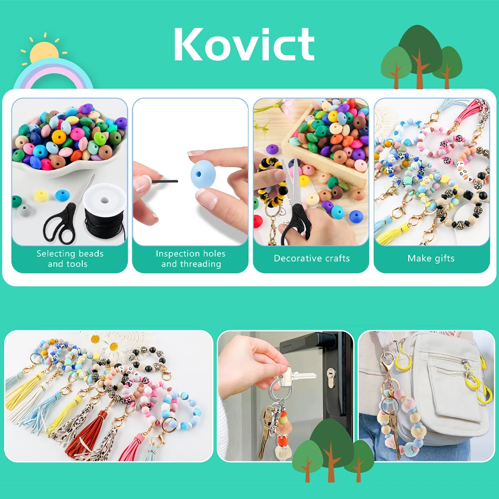 Kovict 100/500/1000/2000Pcs 12mm Silicone Lentils Beads For Jewelry Making Bulk Components For Jewelry Making
