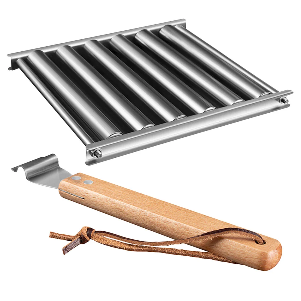 

Grill Roller for Camping Sausage Outdoor Portable Folding Stainless Steel Barbecue Rack