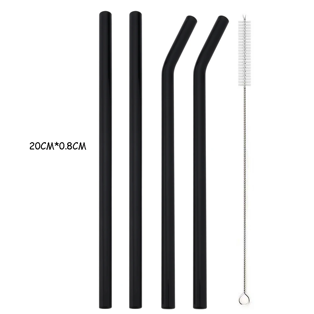 Eco-Friendly Reusable High Borosilicate Glass Straw - Wide 8mm for Cocktails, Smoothies, and Milkshakes