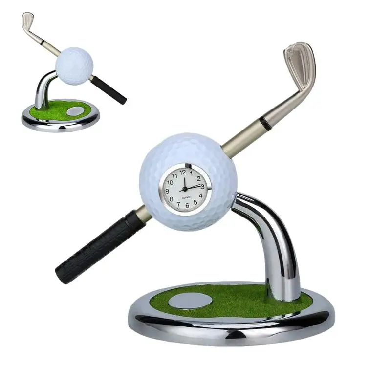 

Держатель для ручки для гольфа, чашка, креативный семейный держатель для ручки, настольный держатель для ручки с ручкой и часами, милый органайзер, настольное украшение