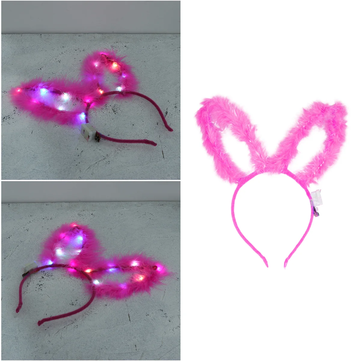 1PC Glowing Hair Band Rabbit Ear LED Headband Luminous Hair for Party (White) rabbit ear headband 5