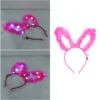 1PC Glowing Hair Band Rabbit Ear LED Headband Luminous Hair for Party (White) rabbit ear headband 5