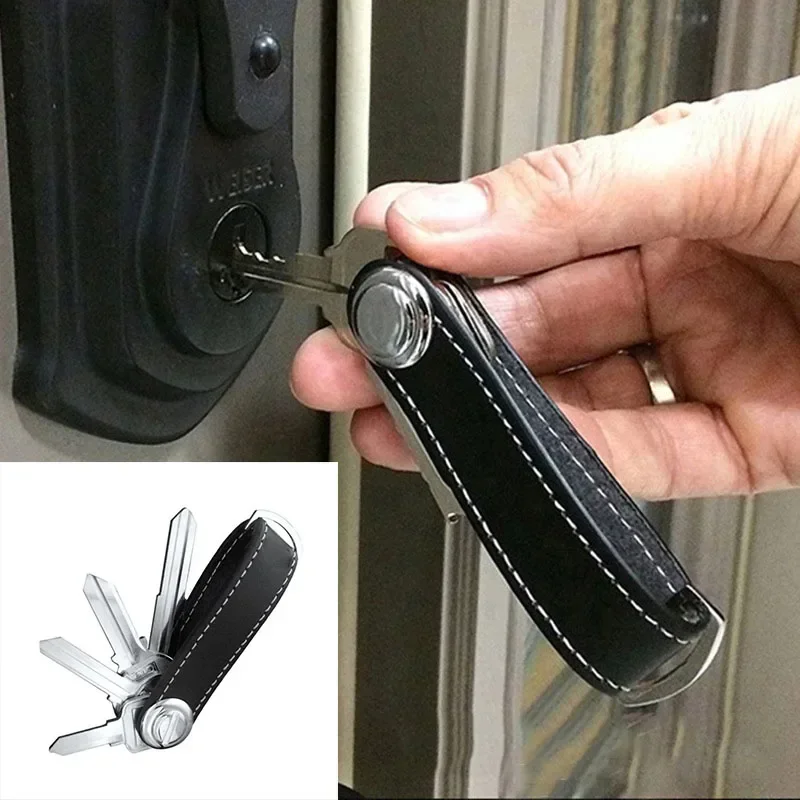 Car Key Pouch Bag Case Wallet Holder Chain Key Wallet Ring Collector Housekeeper Pocket Organizer Smart Leather Keychain key organizer key case key purse key holder