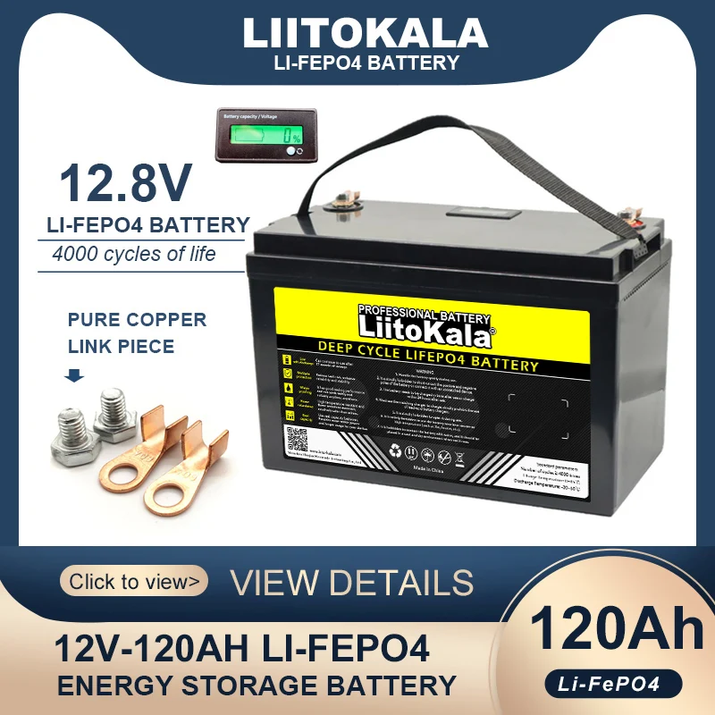 Liitokala 12.8V 310Ah 280Ah 120Ah Lifepo4 Batteria 12V Litio Ferro Fosfato Batterie Cicli Touring Car Solar Wind Tax Free