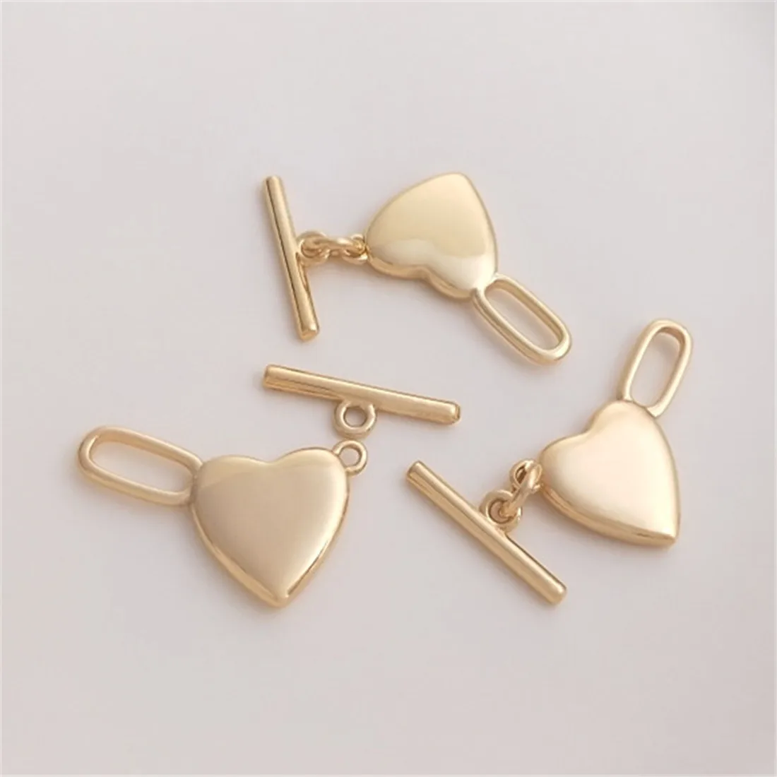 Jewelry Buckle 14K Gold Peach Heart Shaped OT Buckle Heart Shaped Buckle DIY Pearl Bracelet Necklace Connecting Accessories B868