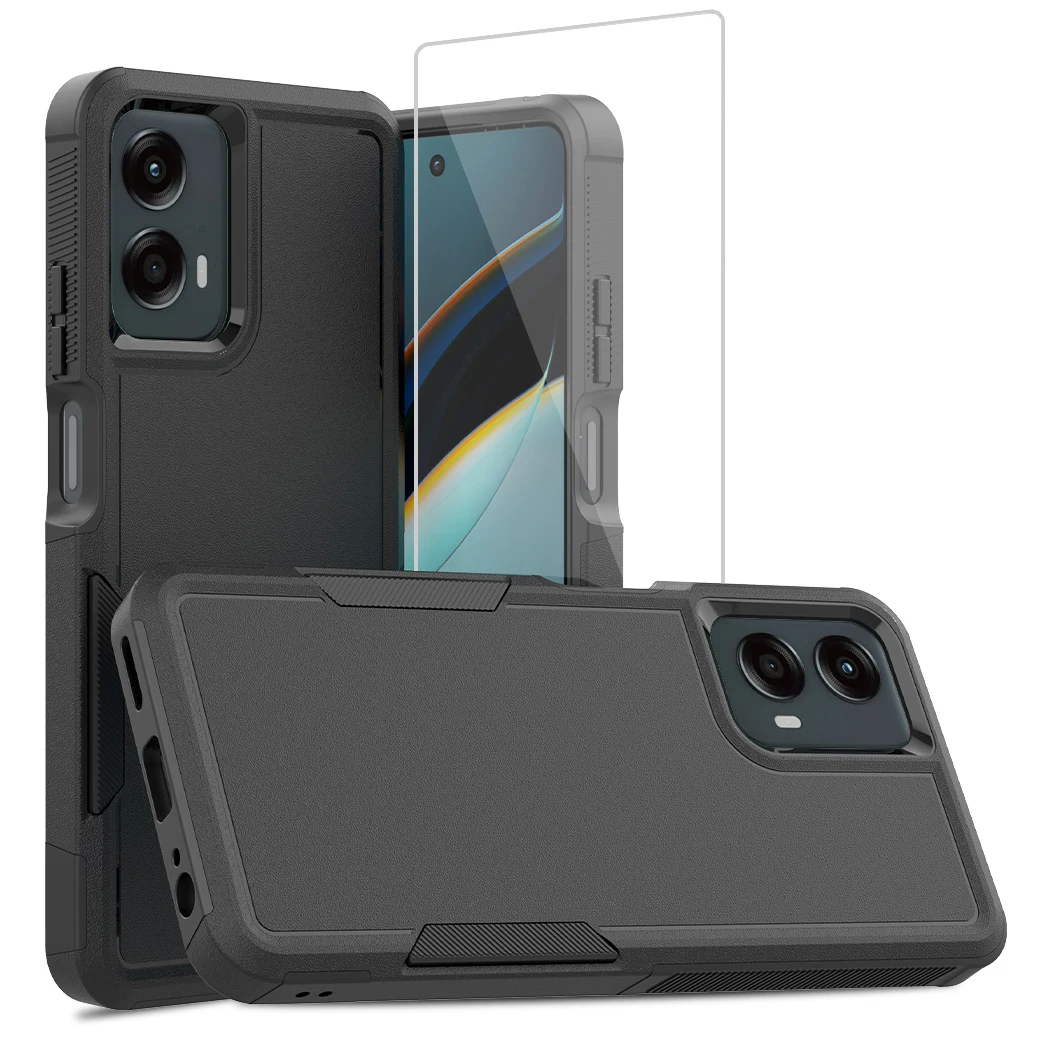 Enhanced Shockproof Hard Cover Protective Phone Case with Screen Protector - Dual Layer Protection