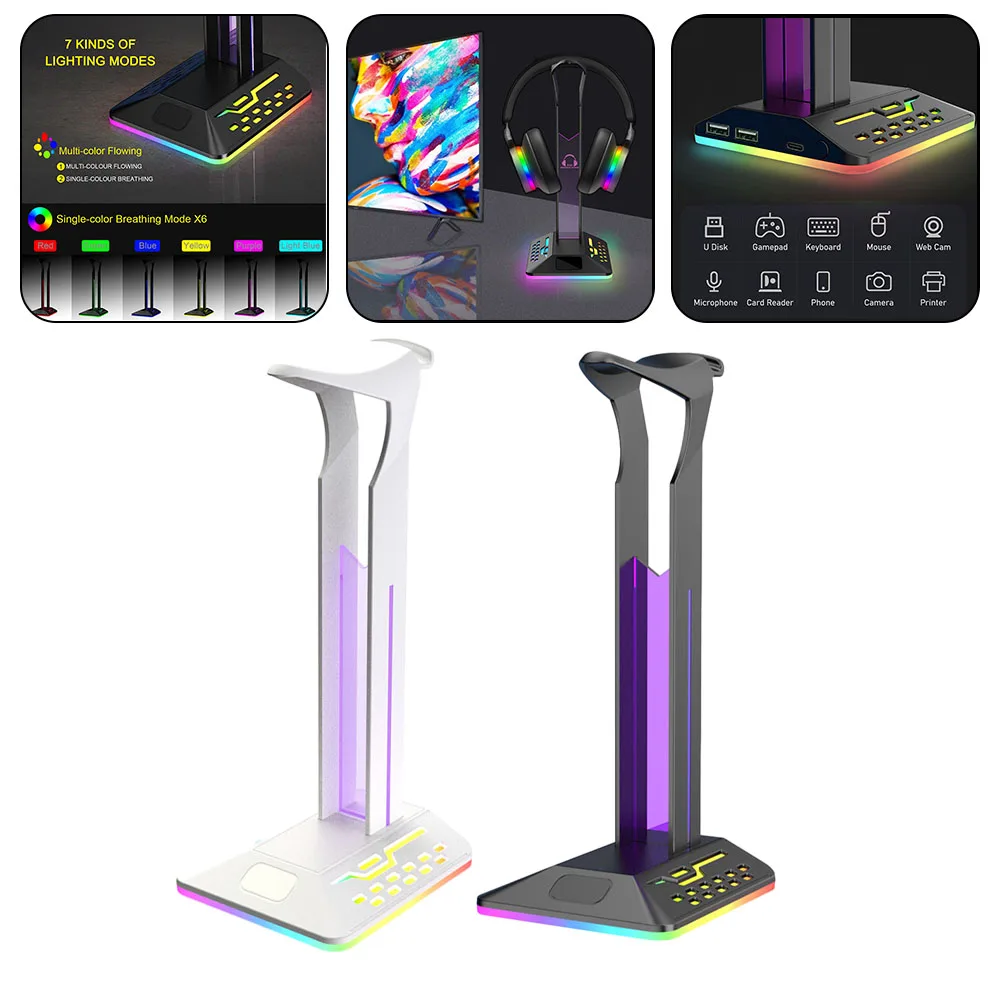 

Подставка для наушников с RGB-подсветкой и двумя USB-портами