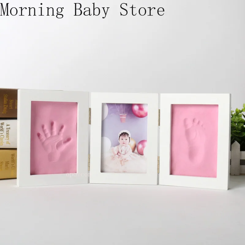 Hand and Footprint Kit Ultrasound Photo Frame Hand and Footprint Clay Newborn Baby Handprint Footprint Photo Frame with Clay Kits Baby Boy Girl DIY Souvenirs Toys Gifts Stuff Home Decoration