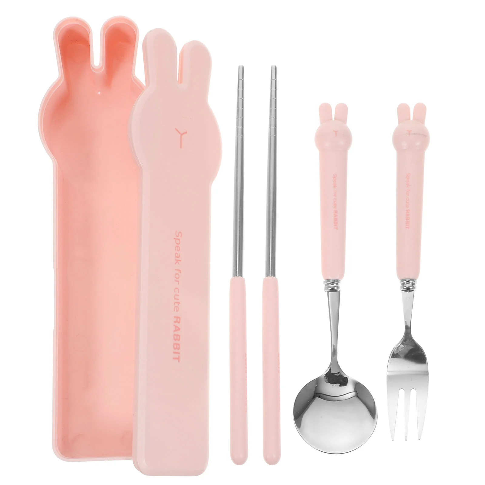 

Utensil Sets Lunch Portable Utensils Travel Reusable Stainless Steel Flatware Set Lunch Include Fork Spoon Chopsticks Case Pink