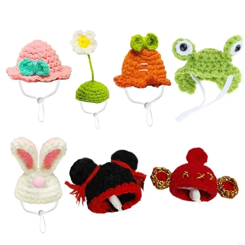 A9BC Fashionable Hand Knitted Hat for Guinea Pigs Fashion and Practical Knitted Hat