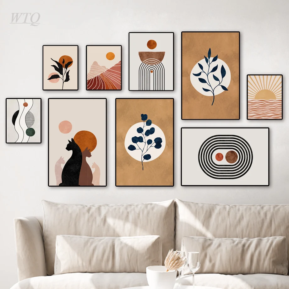 Ciotola Arcobaleno Gatto Terracotta Pantone Wall Art Canvas Painting Nordic Posters And Prints Immagini Murali Per Soggiorno Boho Decor