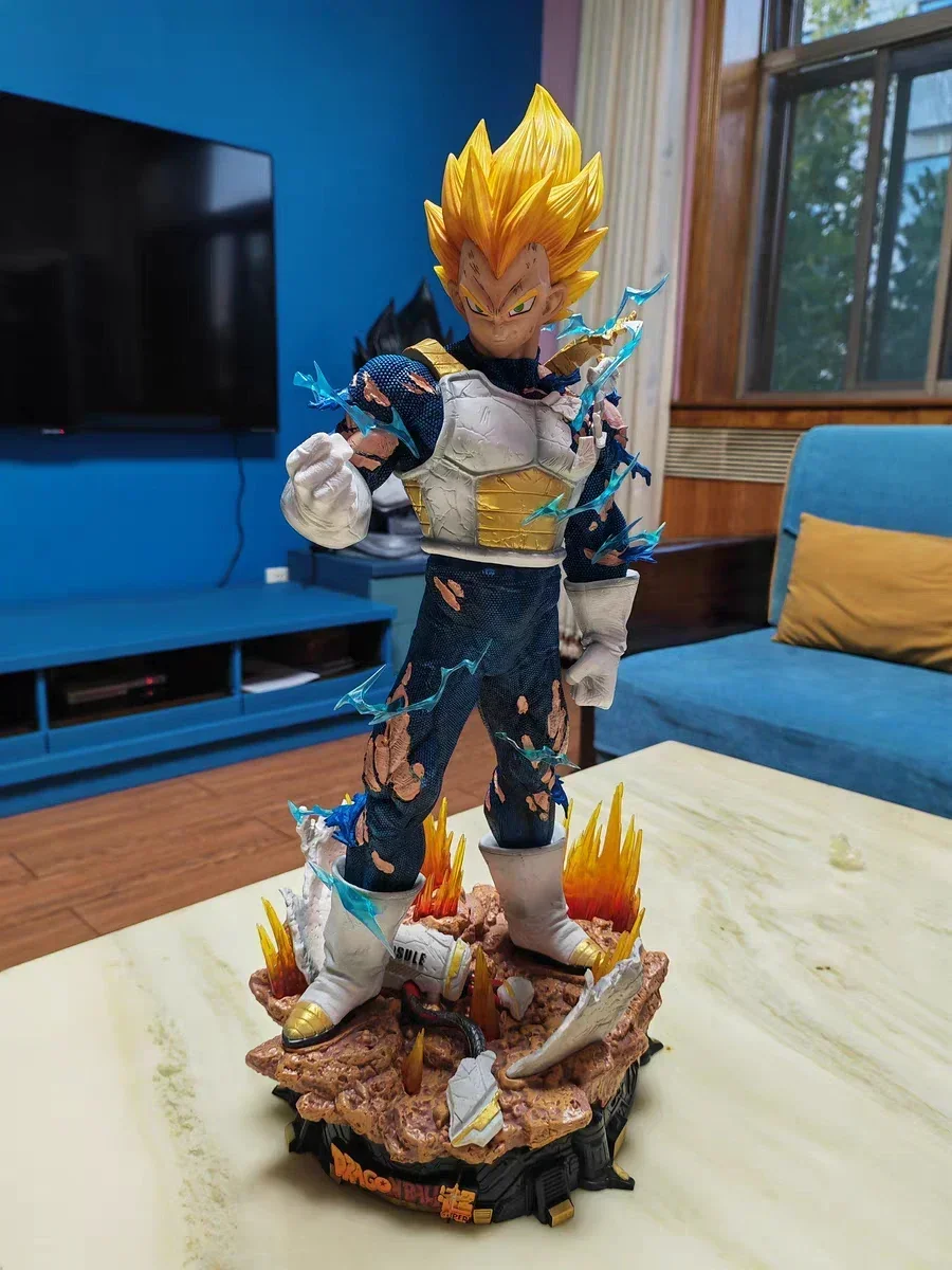 

55cm Dragon Ball Z Gk Vegeta Super Saiyan Original Bandai Anime Figure New Three Headed Action Pvc Collection Statue Figurine