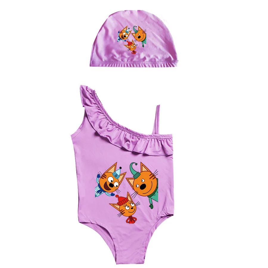Kid E Cats Russian Три Кота My Family Three Happy Cats Clothes Kids Summer Swimwear Toddler Girls Sleeveless One Piece Swimsuits