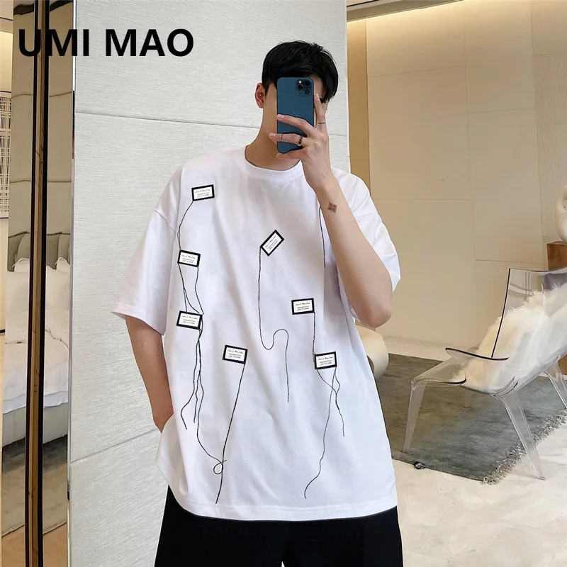 

UMI MAO Korean Fashion Label Loose Half Sleeve Men's New Summer Trend Personalized Casual Half Sleeve Top