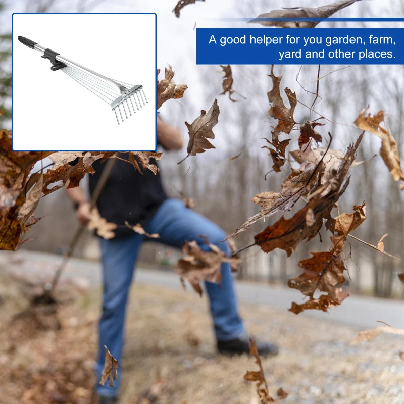 Description Picture 2 of itemCleaning Tools Foldable Garden Rake Leaf Fallen Leaves Foldable Garden Raker Foldable Garden Handle Steel Gardening Shrub Rake