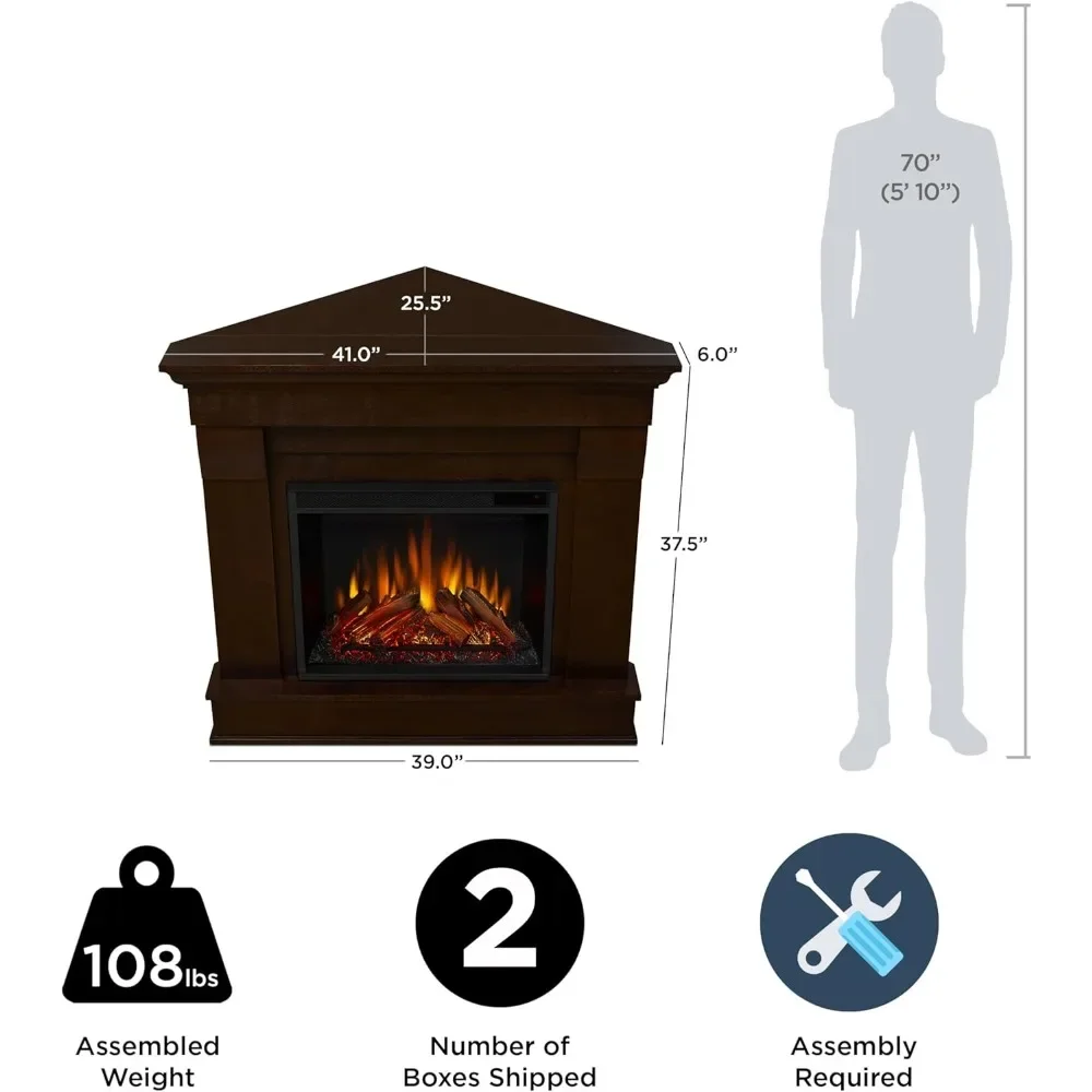 Chateau 41" Corner Electric Fireplace with Mantel for Living Room or Bedroom, Replaceable Fireplace Insert Heater 5