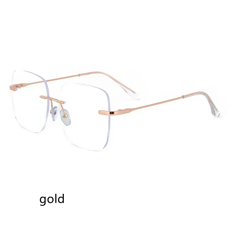 

55mm Pure Titanium Rimless Glasses Frame Men Vintage Square Prescription Myopia Frameless Eyeglasses Frame Women 5101