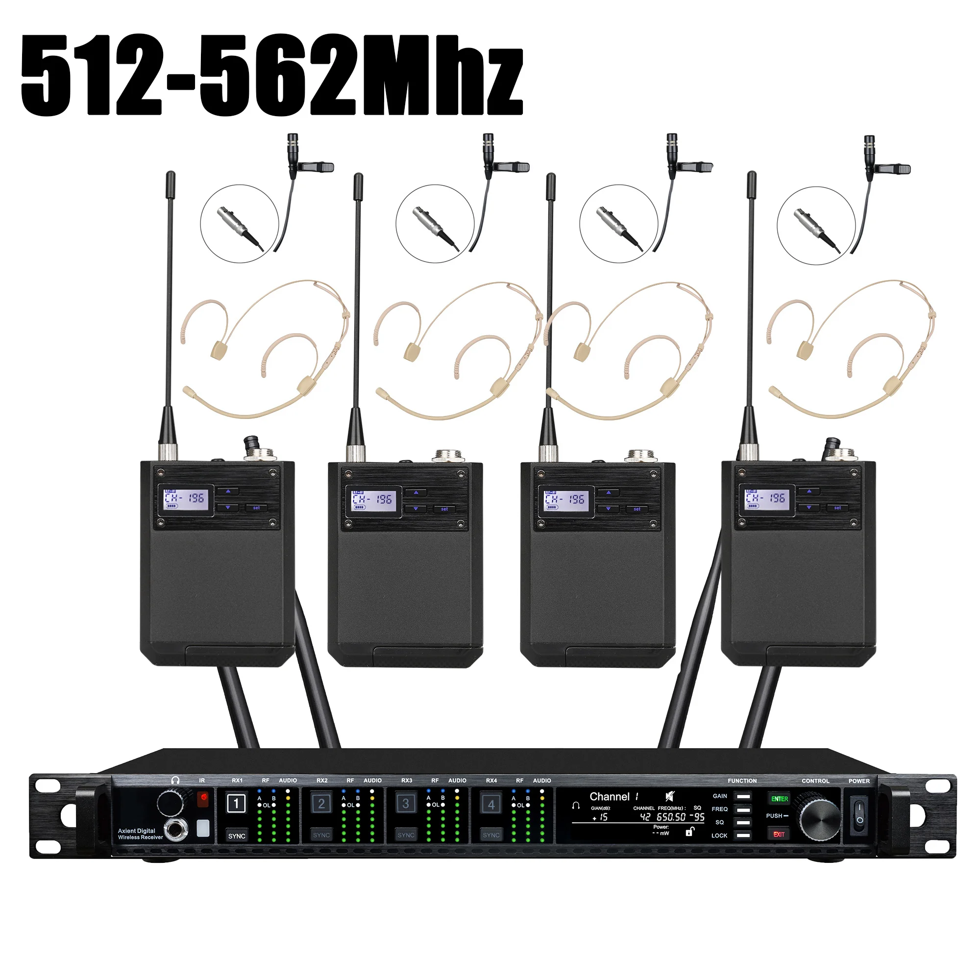 Betagear 4 채널 무선 마이크 UHF KSM8 Beta58 SM58S 무대 공연을 위한 핸드헬드 라발리에 마이크로포노 헤드셋 다이버시티