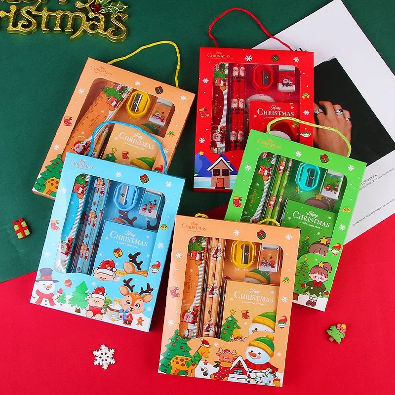 

Набор канцелярских принадлежностей 6 в 1, 8 комплектов, ластик в подарочной коробке с героями мультфильмов, детские рождественские подарки, призы для детского сада