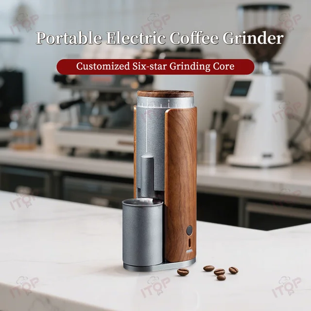 ITOP JSMD-02 Portable Rechargeable Coffee Grinder 2400mAh Battery Type-c Charging 38mm 6-core Conical Stainless Steel Burr 1