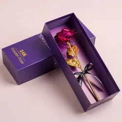 Luxurious 24k Gold - Plated Rose with Elegant Gift Box (Rose pink)