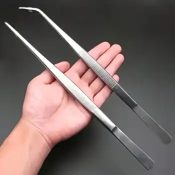 2pcs Precision Long Handle Tweezers - Straight & Curved Dual Tips, Suitable for Gardening,Home,Office,Art & Laboratory Work 1