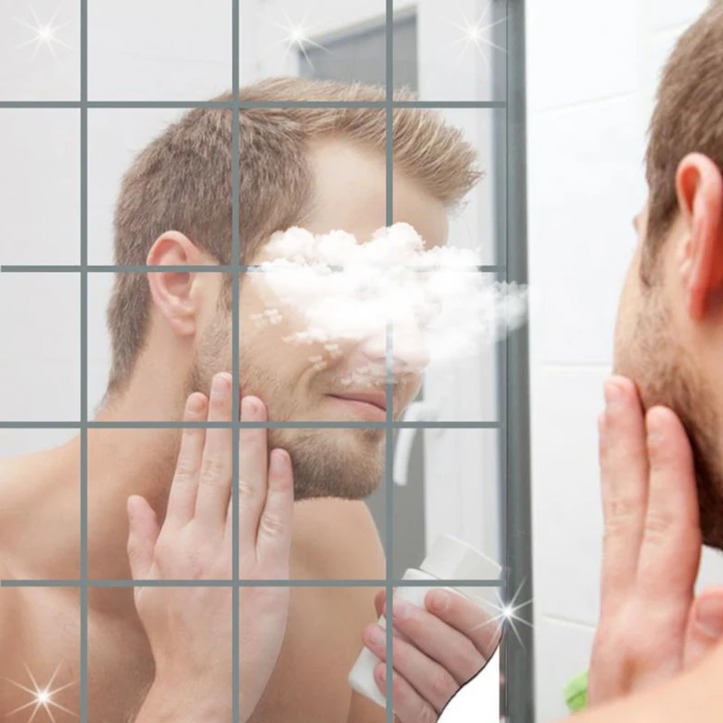 Bathroom Self-adhesive Paper 15*15cm DIY Mirror Wall Paste Self-adhesive PET Full Body Soft Mirror