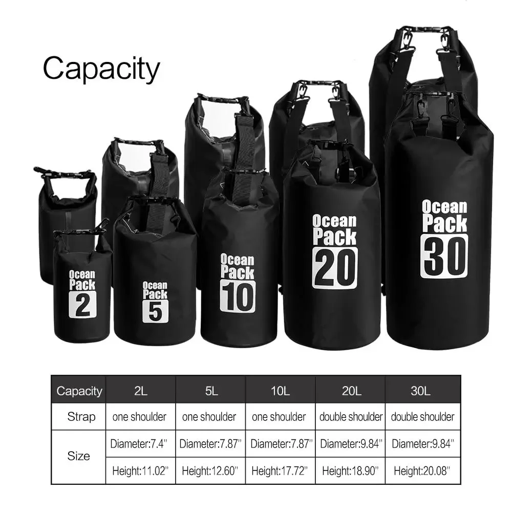 שק יבש עמיד למים שומר על היבוש של הציוד לקיאקינג, רפטינג, סירות, שחייה, מחנאות, טיולים בהרים, חוף, דייג