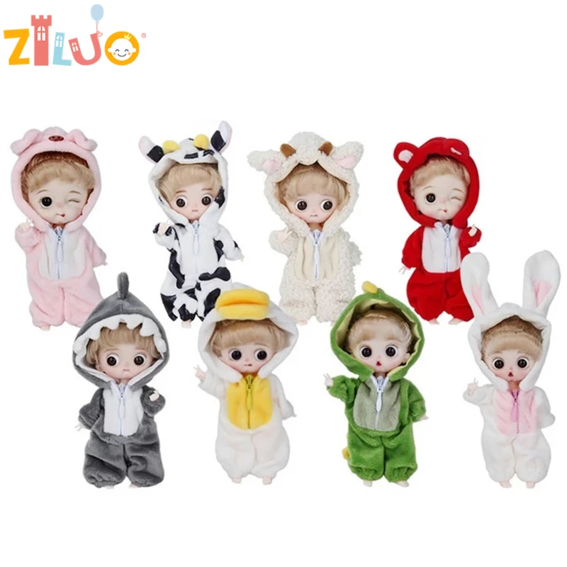 

OB11 Doll 10-13cm Pajamas Clothes Animal 3D Eye Baby Doll Sleepwear Mini Cute 1/12 BJD Doll Toy for Girl Birthday Gift 4 6 Years