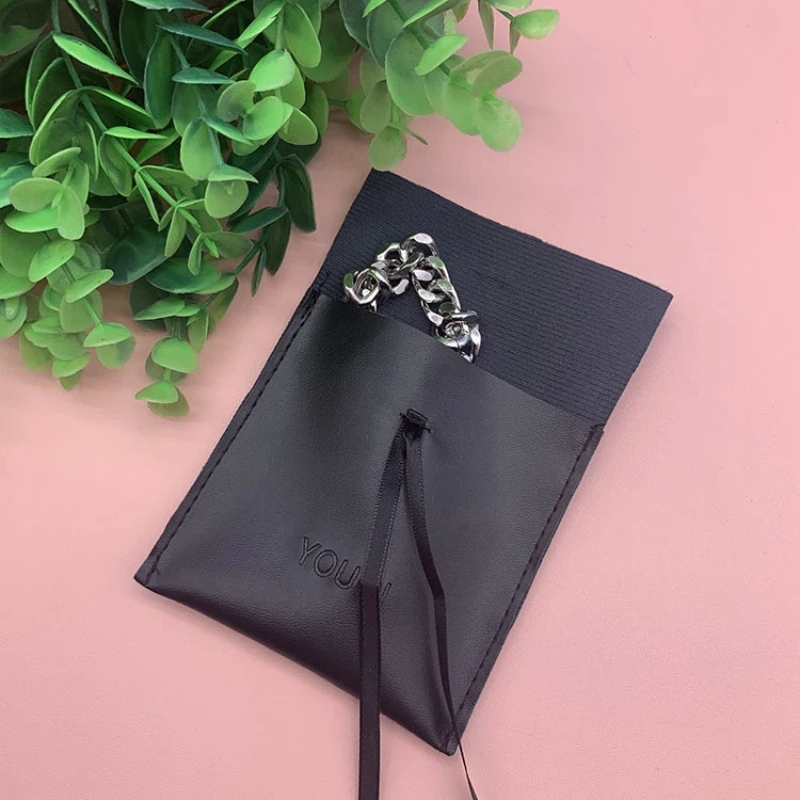 New black pu leather flap bag jewellery necklace earrings pendant packaging bag headphone data line waterproof bag