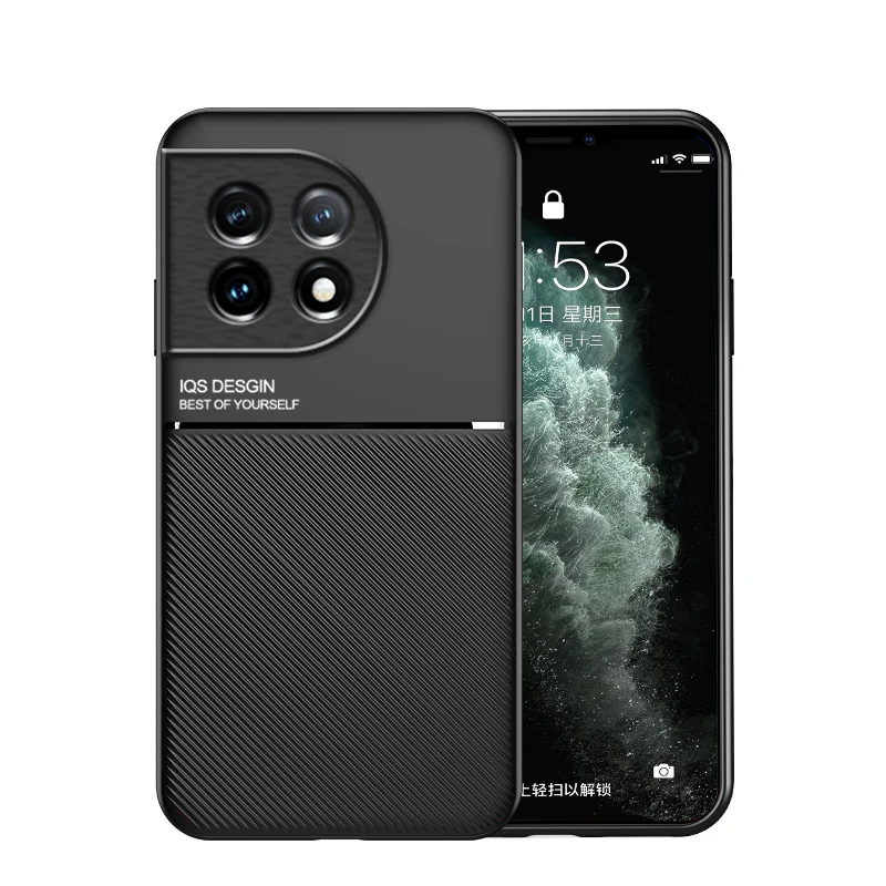 OnePlus 11 케이스 자동차 마그네틱 홀더 스탠드 전화 케이스, One Plus 11 OnePlus11 1 + 11 충격 방지 실리콘 가죽 뒷면 커버