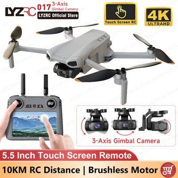 LYZRC 017 Drone con giunto cardanico a 3 assi Telecamera 4K GPS Dron Touch Screen Telecomando 10KM Trasmissione di immagini 5G Wifi FPV Quadcopter pieghevole Nuovo