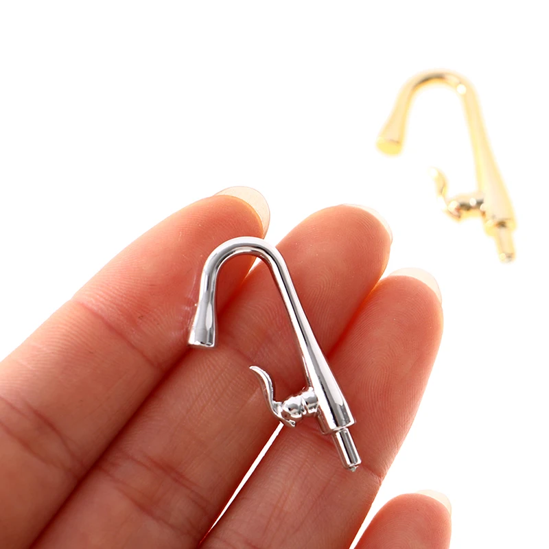 2Pcs/set 1:12 Dollhouse Miniature Bathroom Kitchen Furniture Accessories Faucet Tap Simulation Toys For Doll House Decor 6